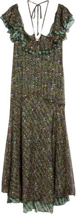 Siedres Caenes Ruffle Chiffon Midi Dress in Blue Multi at Nordstrom, Size 8 Us