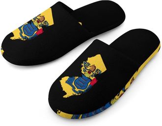 Generic New Jersey State Map Flag Cotton Slippers for Men Memory Foam House Slippers Soft Anti-skid Sole Indoor Outdoor Shoes