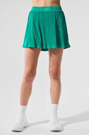 Alo | Micro Plisse Tennis Skirt in Spruce Green, Size: Small