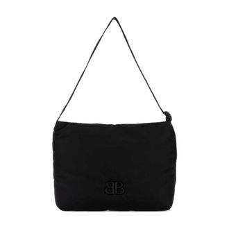 Balenciaga Tassen, Dames, Zwart, ONE Size, Zwarte Schoudertas met Logodetails