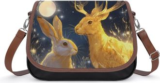 Generic Rabbit And Deer in The Moon Fashion Womens Crossbody Bags Novelty Handbag Shoulder Bag Purse