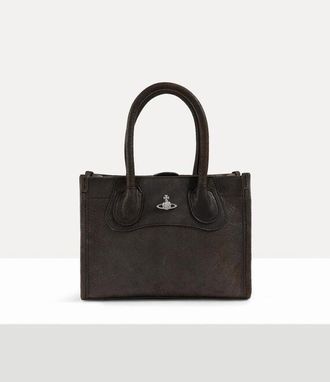 Vivienne Westwood Troy Small Tote Crossbody Leather Dark-brown