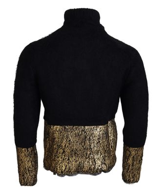 Dolce & Gabbana Black Gold Turtleneck Mohair Pullover Mens Sweater Clothing