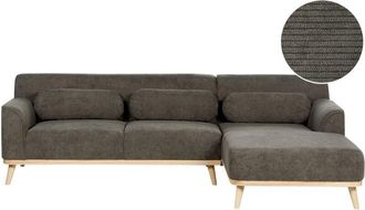 Beliani Beliani - Sof&aacute; Esquinero Izquierdo Retro Pana 3 Plazas Pana Base Caucho Verde Oscuro Simos