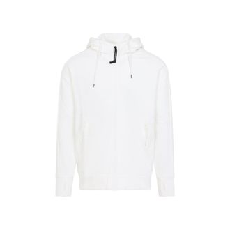 C.P. Company White Open Cotton Hoodie-Uomo