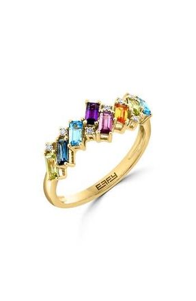 Effy 14K Yellow Gold Rainbow Stones & Diamond Ring at Nordstrom Rack, Size 7