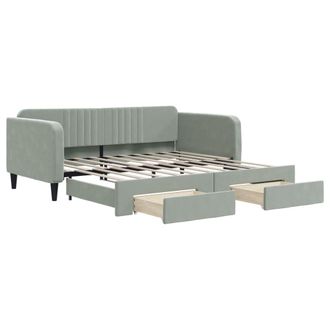 vidaXL Sof&aacute; Cama Nido Con Cajones Terciopelo Gris Claro 100x190 Cm Vidaxl