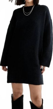 NASTY GAL Ribbed Knit Crew Neck Sweater Dress In Black