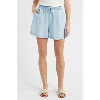 Beach Lunch Lounge Toney Tie Waist Chambray Shorts in Bleach Wash at Nordstrom, Size X-Large