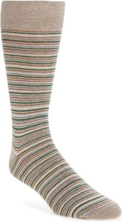 Nordstrom Stripe Cotton Blend Dress Socks in Brown Multi at Nordstrom