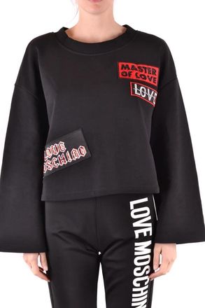 Love Moschino Oversized Zijden Training Shirt - Dames - Sweatshirts - Zwart - M - Hoodies & sweatvesten