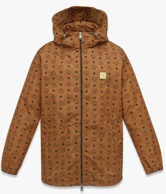 MCM Monogram Print Hooded Windbreaker in Recycled Nylon in Cognac at Nordstrom, Size Large