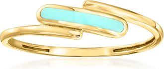 Ross-Simons Turquoise Enamel Bypass Ring in 10kt Yellow Gold