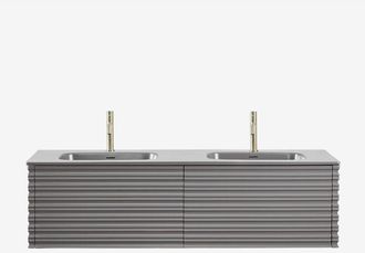 Sklum Conjunto De Mueble De Ba&ntilde;o En Madera Con Lavabos Integrados Noura Sklum