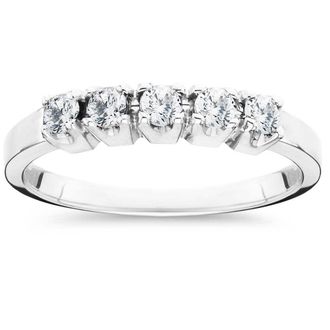Pompeii3 1/4ct Diamond Wedding White Gold Guard Stacker Ring Size Selectable