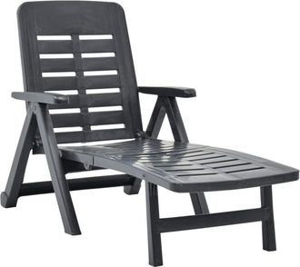 vidaXL Tumbona plegable de plástico gris antracita Vidaxl