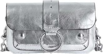 Zadig&Voltaire Metallic Leren Kate Wallet met Ketting - Dames - Schoudertassen - Grijs - ONE Size - Leer - Tassen