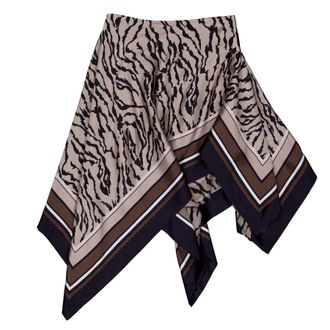 Roberto Cavalli Animal-Print Asymmetric Silk Skirt, Brand Size 40 ( US Size 6 )