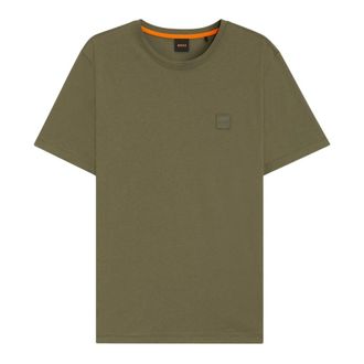 HUGO BOSS T-Shirts, male, Green, XL, Tales T-shirt with tone-on-tone logo patch