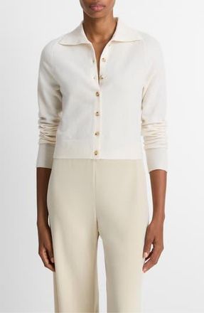 Vince Polo Wool Blend Cardigan in Off White at Nordstrom Rack, Size X-Large
