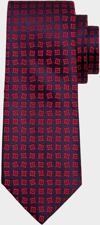 Charvet Mens Geometric Square Silk Tie
