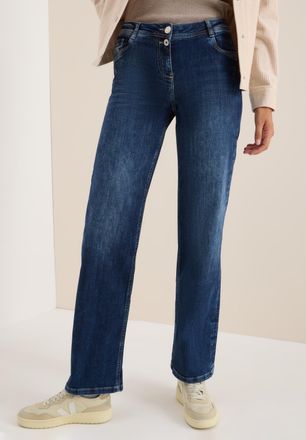 Cecil Weite Jeans CECIL Style NEELE, Damen, Gr. 26, L&auml;nge 30, blau (mid blau wash), Denim/Jeans, Obermaterial: 77% Baumwolle, 20% Polyester, 3% Elasthan. Fu