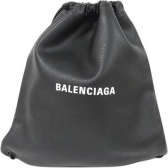 Balenciaga Pre-owned Backpacks, male, Black, Size: ONE SIZE Pre-owned Everyday Drawstring Backpack Leather Backpack