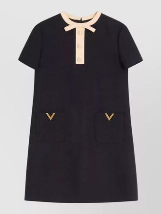 Valentino wool silk mini dress contrast collar