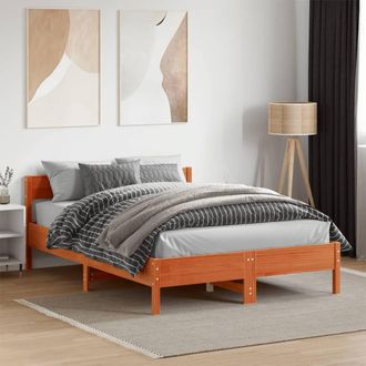 Berkfield Home Bed Frame without Mattress Wax Brown 135x190 cm Double Solid Wood Pine