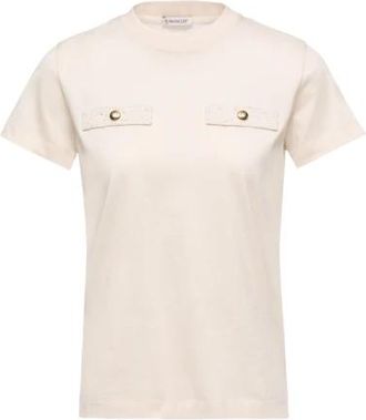 Moncler SS T-Shirt - Dames - T-shirts - Beige - M - Katoen - Tops