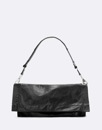 AllSaints borsa a spalla in pelle pieghevole Lutece nera-Nero