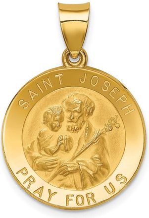 Diamond2Deal 14k Yellow Gold Polished and Satin St Joseph Medal Hollow Pendant