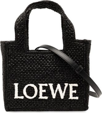 Loewe Black Raffia Leather Shoulder Bag Tote Bag (Pre-Owned)