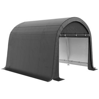 OEM Tendone Da Giardino Per Moto, Bici E Attrezzi Con 2 Ingressi A Zip, In Acciaio E Pe, 300x300x235 Cm, Grigio