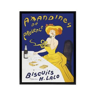 Artery8 Almond Biscuits Vintage Advert Framed Canvas Wall Art Print Cappiello in Blue | Size: W24 x H32