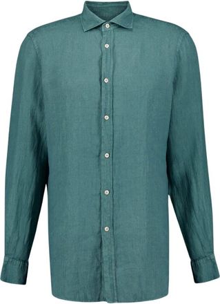 Boglioli Heren, Overhemden, Groen, Maat: 3XL Linnen