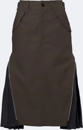 sacai Falda midi de algod&oacute;n plisada