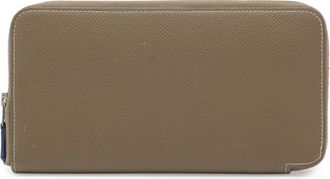 Herm&egrave;s Etoupe Gray Epsom Leather Silk Long Wallet (Bi-Fold) (Pre-Owned)