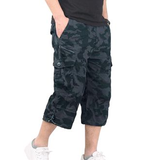 Generic Mens Cargo Combat Shorts 3/4 Length with Multi Pockets Elasticated Waist Small to 5XL 3/4 Long Summer Shorts Three Quarter Cargo Pockets Soft Lightwei