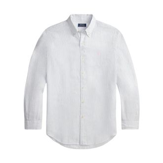 Polo Ralph Lauren Formal Shirts, male, White, Size: 2XL Striped Linen Shirt