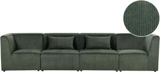 Beliani Modular Sofa 4 Seater LEMVIG Corduroy Dark Green