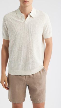 Treasure & Bond Short Sleeve Johnny Collar Polo Sweater in Ivory Egret at Nordstrom, Size Xx-Large