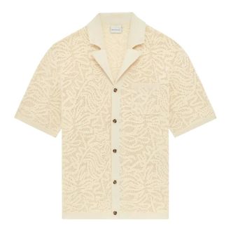 Dr&ocirc;le de Monsieur Short Sleeve Shirts, male, White, Size: L Maille Dentelle Shirt