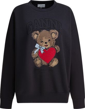 Ganni Bear Sweatshirts Nero-Donna