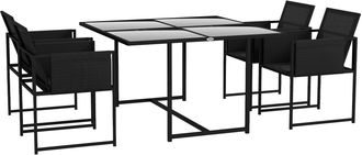 OUTSUNNY 5 Piece Garden Dining Set with Adjustable Backrest and Tempered Glass Table Top