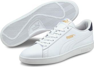 Puma Sneaker PUMA SMASH V2 L, Damen, Gr. 37,5, weiss (puma wei&szlig;, puma wei&szlig;, peacoat, puma team gold), Leder, Synthetik, Schuhe Sneaker