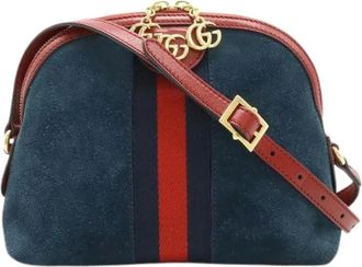 Gucci Pre-owned Cross Body Bags, female, Blue, Size: ONE SIZE Pre-owned Suede Cross Body Bag