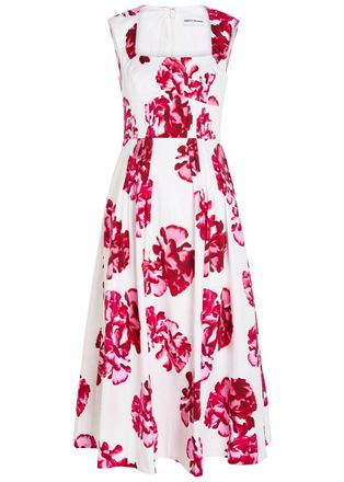 Rebecca Vallance Damask Floral-print Stretch Cotton-poplin Midi Dress - Multicoloured - 10 (UK10 / S)