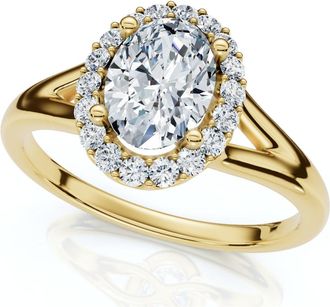 Pompeii3 1 1/5Ct Oval Diamond Halo Engagement Ring 14k Gold Lab Grown