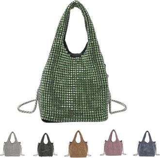 Generic Elegant Rhinestone Clutch Purse for Women,Sparkly Evening Bag with Chain for Wedding,Prom,Party,Gala (green)